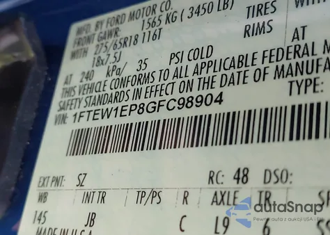 2016 Ford F-150 Xlt z USA, uszkodzony, nr VIN 1FTEW1EP8GFC98904